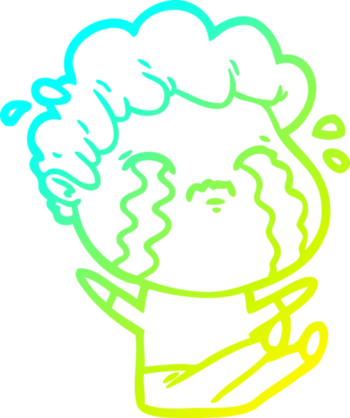 Bir insan tarafından çizilmiş ağlayan bir çizgi film karakteri çizimi.