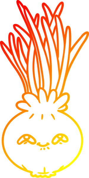 Bir insan tarafından çizilmiş karikatür soğanın sıcak gradyan çizimi