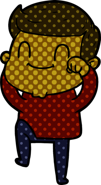 Bir insan tarafından çizilmiş çizgi film dostu bir adam.