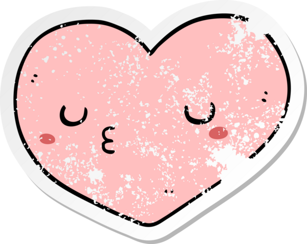 Bir insan tarafından çizilmiş karikatür bir aşk kalbinin hüzünlü çıkartması.