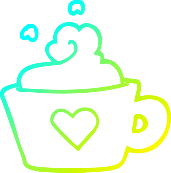 Bir insanın çizdiği bir fincan kahvenin soğuk gradyan çizgisi.