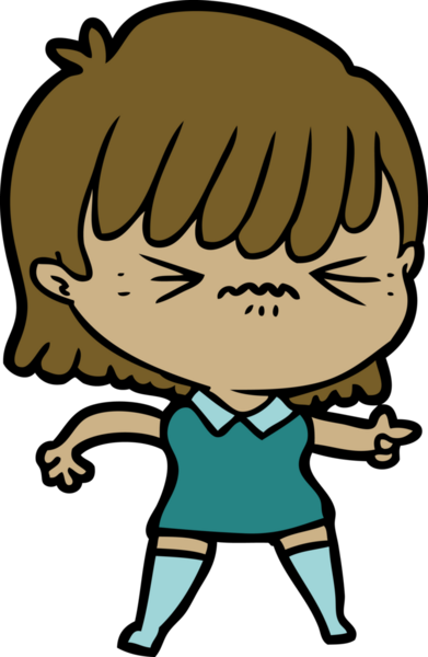 Bir insan tarafından çizilmiş kızgın çizgi film kızı.