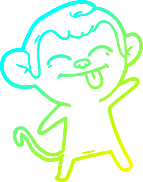 Bir insan tarafından çizilmiş komik bir çizgi maymunun soğuk eğim çizgisi.