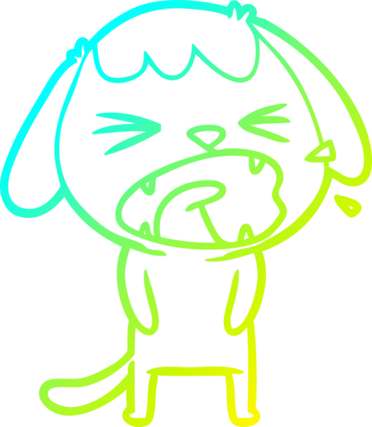 Bir insan tarafından çizilmiş şirin bir çizgi köpeğin soğuk gradyan çizgisi.