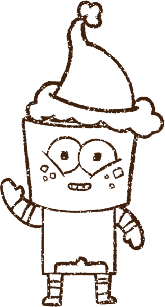 Bir insan tarafından çizilmiş Noel Robotu Kömür Çizimi