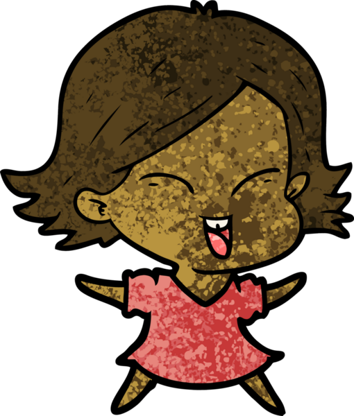 Bir insan tarafından çizilmiş mutlu çizgi film kızı.