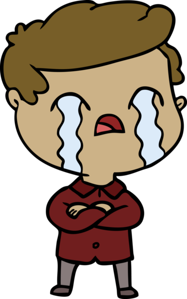 Bir insan tarafından çizilmiş ağlayan çizgi film adamı.