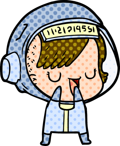 Bir insan tarafından çizilmiş astronot kadın.