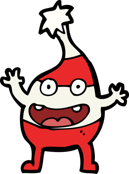 Bir insan tarafından çizilmiş komik bir Noel yaratığı.