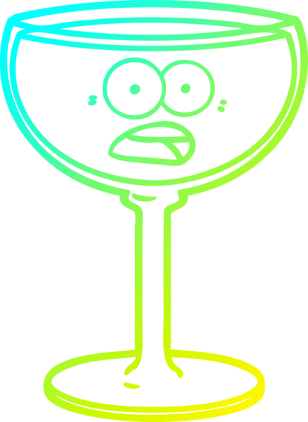 Bir insan tarafından çizilmiş bir bardak şarabın soğuk gradyan çizgisi.