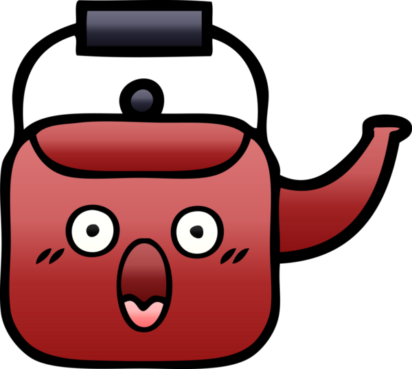 Bir insan tarafından çizilmiş gölgeli bir çaydanlık karikatürü