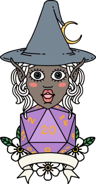 Retro Dövme Biçimli elf karakteri Bir insan tarafından çizilmiş doğal yirmi zar atışıyla