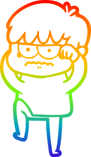 Gökkuşağı gradyan çizgi çizimi Bir insan tarafından çizilmiş bir çizgi film çocuğu