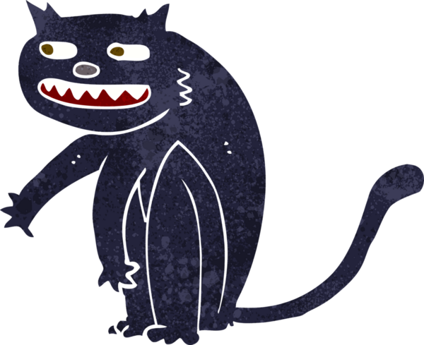 bir insan tarafından çizilmiş kara kedi çizgi filmi