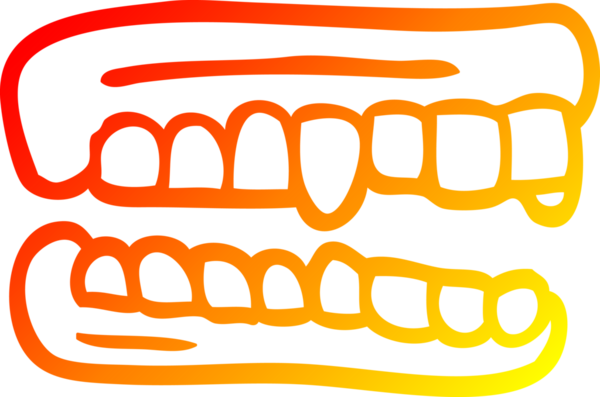 Bir insan tarafından çizilen takma dişlerin sıcak çizgi çizimi