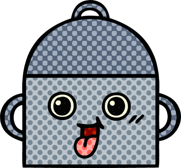 Bir insan tarafından çizilmiş yemek tenceresinin çizgi romanı.