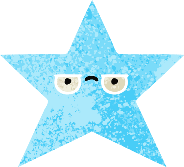 Bir insan tarafından çizilmiş yıldız balığının retro çizim tarzı karikatürü