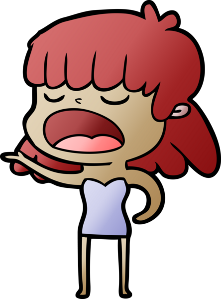 Çizgi filmdeki kadın bir insan tarafından yüksek sesle çizilmiş.