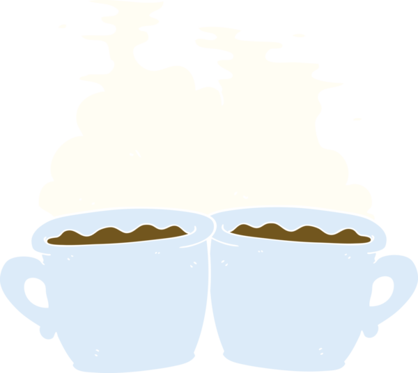 Bir insan tarafından çizilmiş eski kahve fincanının düz renk çizimi