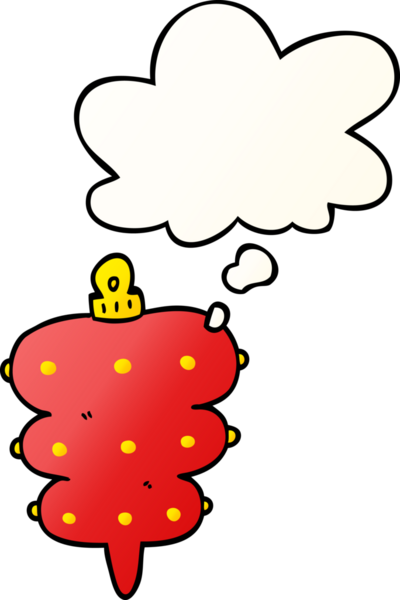 Düşünce baloncuklu çizgi film Noel süslemesi. Bir insan tarafından çizilmiş yumuşak bir gradyan stil.