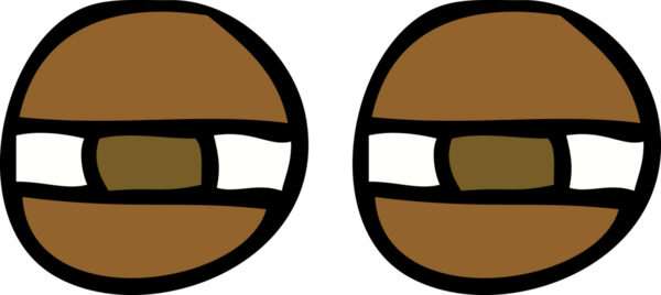 Bir insan tarafından çizilmiş çizgi film gözleri.