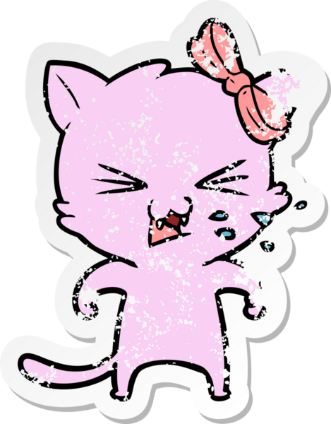 Bir insan tarafından çizilmiş karikatür bir kedinin sıkıntılı çıkartması.