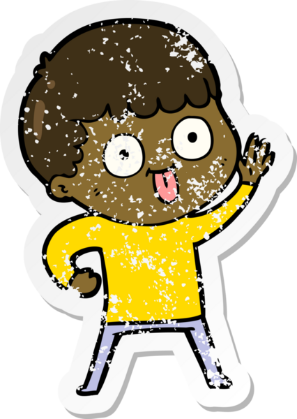 Bir insan tarafından çizilmiş karikatür adamın sıkıntılı çıkartması.