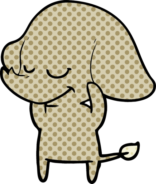 Bir insan tarafından çizilmiş gülümseyen bir fil.