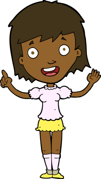 Bir insan tarafından çizilmiş çizgi film kadını.