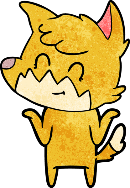 Bir insan tarafından çizilmiş çizgi film dostu tilki.