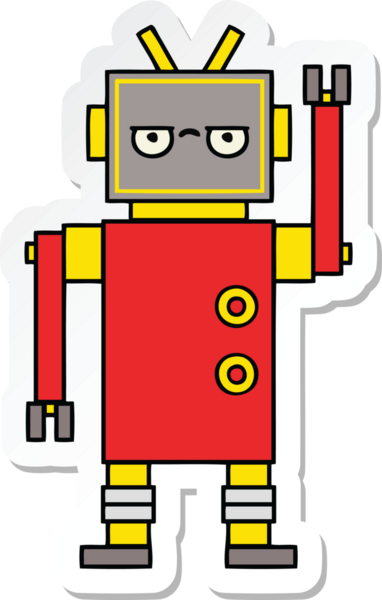 Bir insan tarafından çizilmiş, sinir bozucu, şirin bir çizgi film çıkartması.