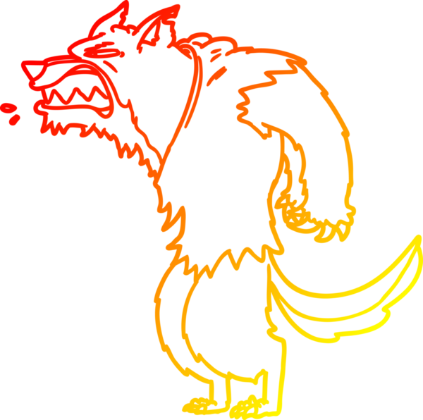 Bir insan tarafından çizilmiş kızgın bir kurt adam çizgi filmi.