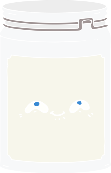 Bir insan tarafından çizilmiş düz renkli cam kavanoz.