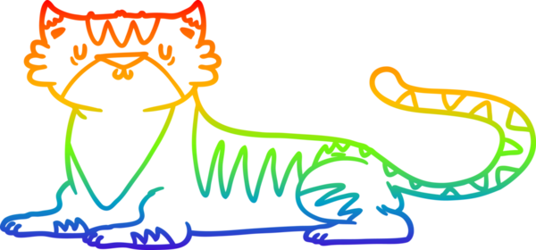 Gökkuşağı gradyan çizgi çizimi bir insan tarafından çizilmiş bir kaplan