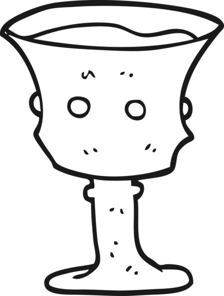 Bir insan tarafından çizilmiş siyah beyaz ortaçağ bardağı.