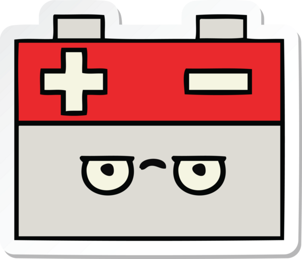 Bir insan tarafından çizilmiş şirin bir araba aküsünün çıkartması.