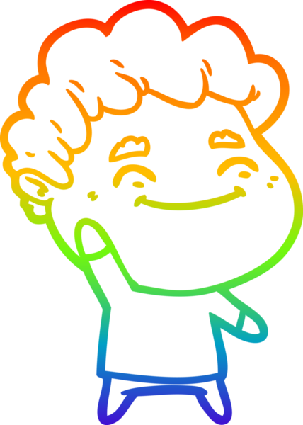 Bir insan tarafından çizilmiş gökkuşağı gradyan çizgi çizimi.