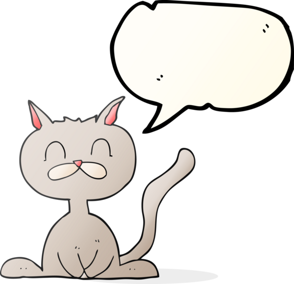 Bir insan tarafından çizilmiş serbest konuşma balonu çizgi film kedisi