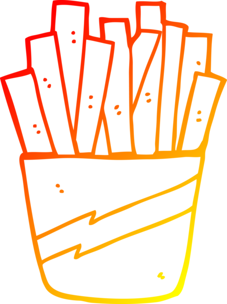 Bir insan tarafından çizilmiş bir patates kızartmasının çizgi film çizimi.