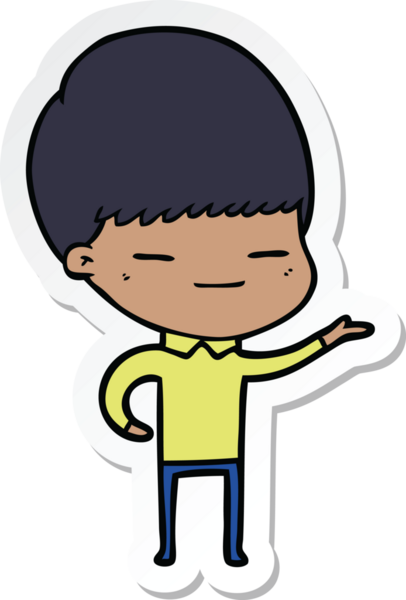 Bir insan tarafından çizilmiş kendini beğenmiş bir çocuğun çıkartması.