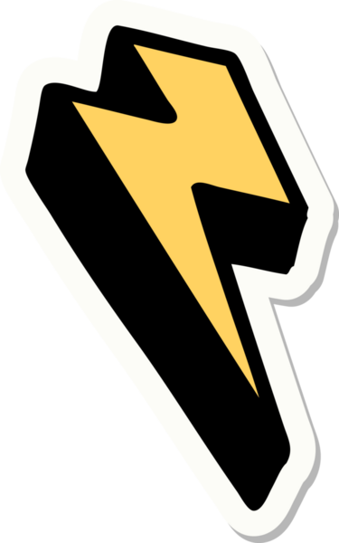 Bir insan tarafından çizilmiş geleneksel yıldırım stili dövme etiketi