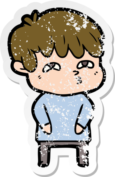 Bir insan tarafından çizilmiş garip bir adamın sıkıntılı çıkartması.