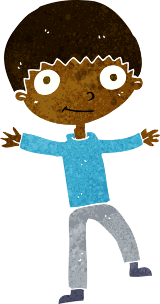 Bir insan tarafından çizilmiş mutlu çocuk çizgi filmi.