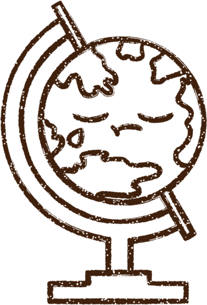 Bir insan tarafından çizilen Dünya Haritası Kömür Çizimi