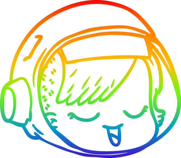 gökkuşağı gradyan çizgi çizimi bir insan tarafından çizilmiş astronot yüzü