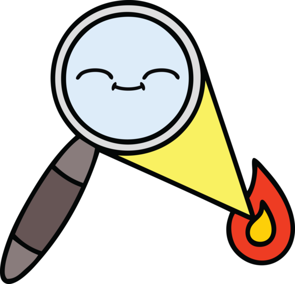 Bir insan tarafından çizilmiş bir büyüteç karikatürü.