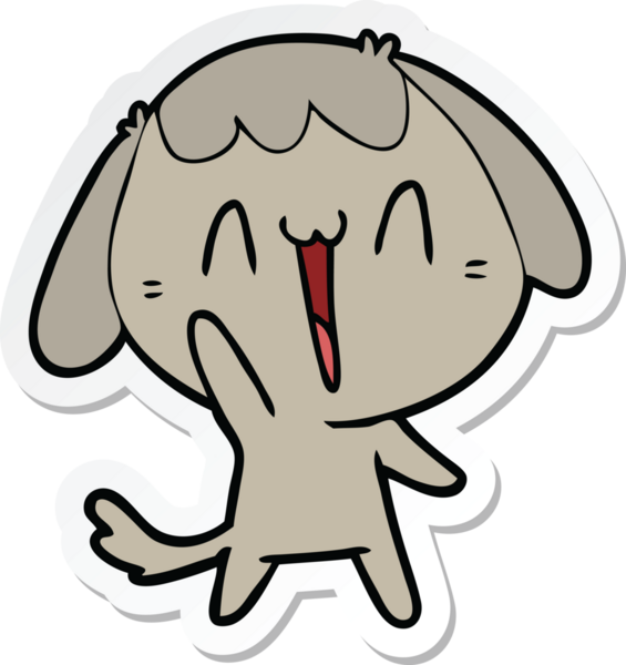 Bir insan tarafından çizilmiş şirin bir köpeğin çıkartması.