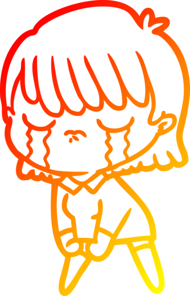 Bir insan tarafından çizilmiş, ağlayan bir çizgi kadın çizimi.