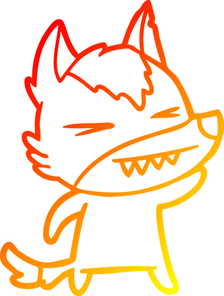 Bir insan tarafından çizilmiş kızgın bir kurt çizgi karakteri.