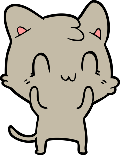 Bir insan tarafından çizilmiş mutlu bir kedi.